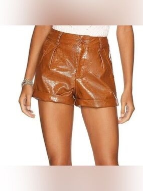 REVOLVE Superdown Dominica Python Faux Leather Brown Shorts Size S NWT!